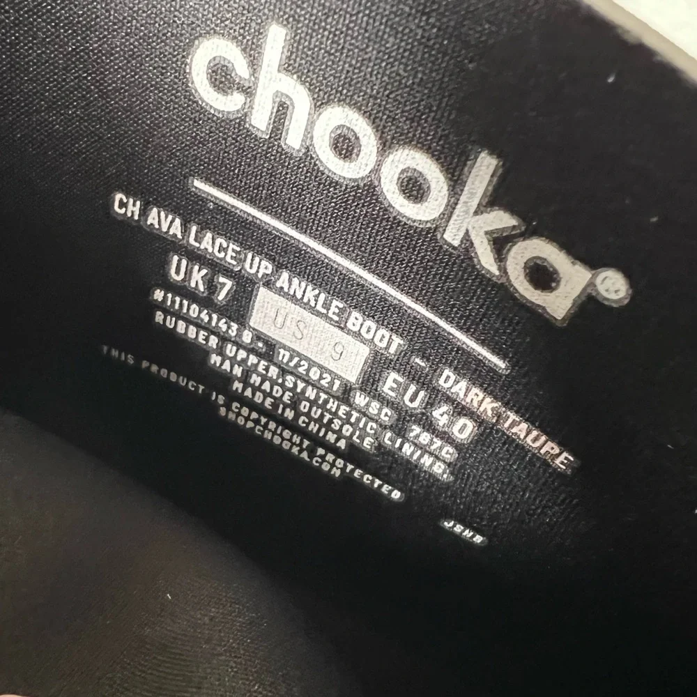 Chooka Ava Lace-up Waterproof Rain Boots, Dark Taupe, Sz 9, NWT